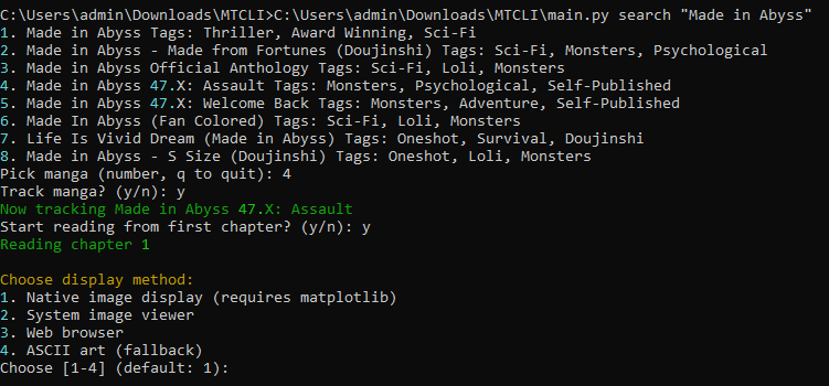 MTCLI - Manga in Your Terminal! Screenshot